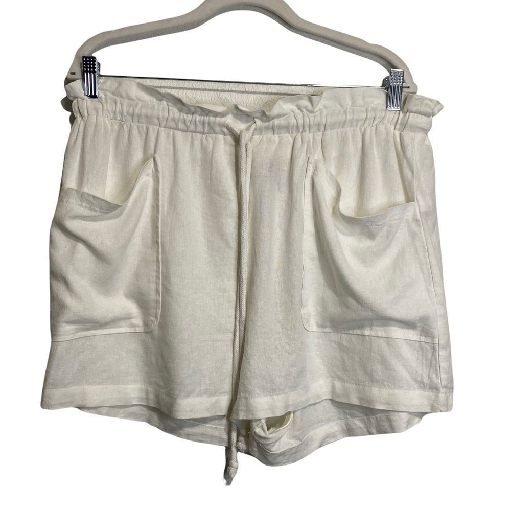 Universal Thread White Paperbag Shorts Pull On Stretch Waist Tie Linen-XL NWT